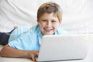 Young boy on his laptop computer