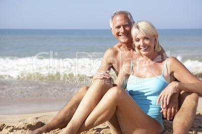 Senior couple on beach holiday