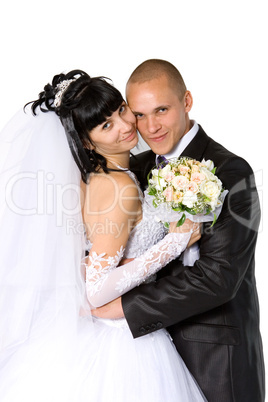 bride to the bridegroom on a white