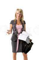 businesswoman with documents and briefcase