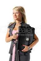 Young beautiful girl, a businesswoman with a briefcase