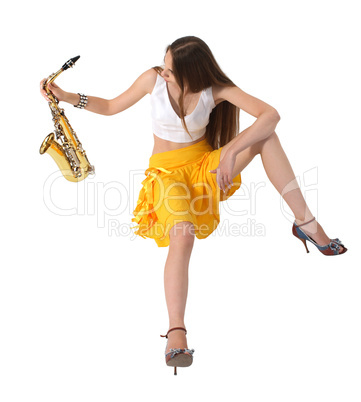 Women's long sitting with sax