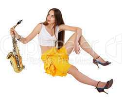 Women's long sitting with sax