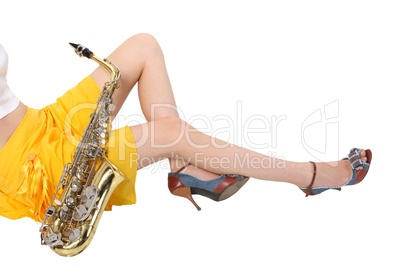 Women's long sitting with sax