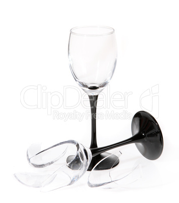 Broken glass on the white background