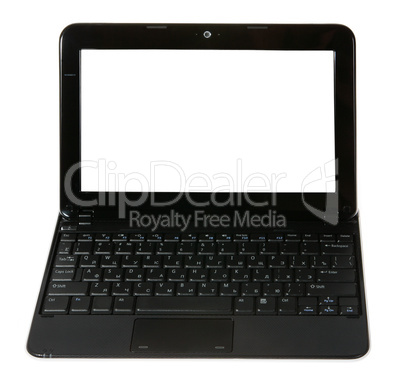 Black laptop on white background