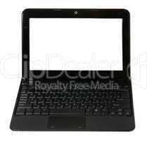 Black laptop on white background