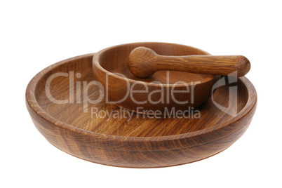 Wooden dish made of oak on white