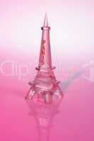 Glass figure of the Eiffel Tower in red
