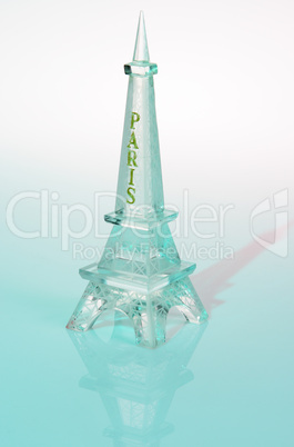 Glass figure of the Eiffel Tower in green