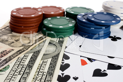 Casino chips and American money