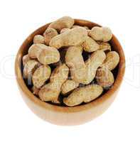 peanuts in a wooden mortar