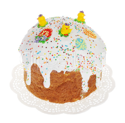 Russian Easter cake isolated on the white background