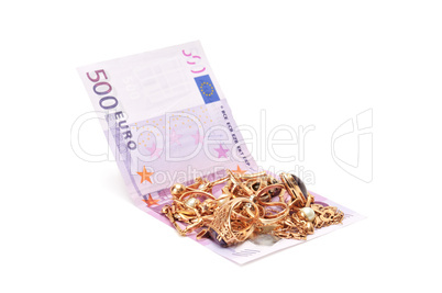 Gold ornaments and euro