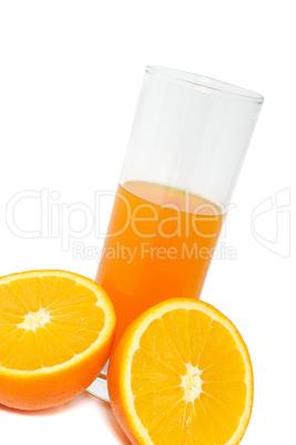 Glass with juice and orange