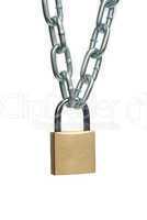 Closed padlock and chain
