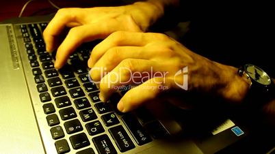 Typing on laptop keyboard