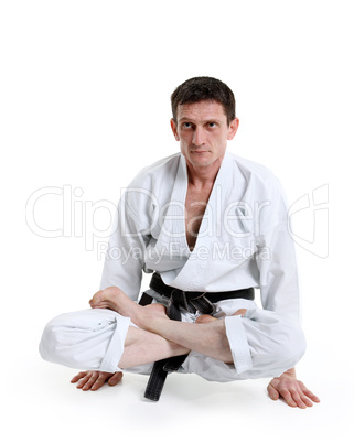 Karate, man in a kimono limberingup