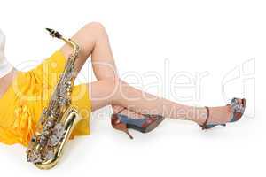 Women's long sitting with sax