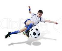 Boy with soccer ball, Footballer. (isolated)