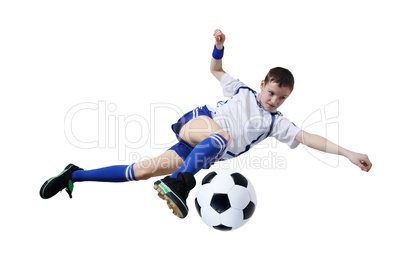 Boy with soccer ball, Footballer. (isolated)