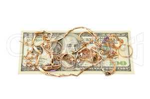 Gold ornaments and dollars