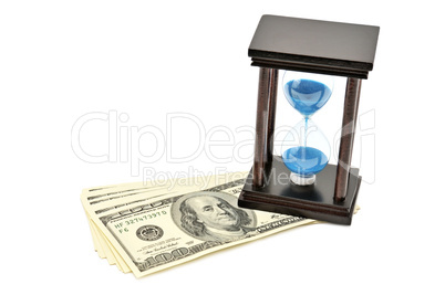 sand-glass and dollar. Concept - time is money