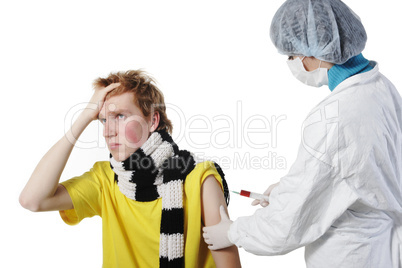 Doctor giving an injection
