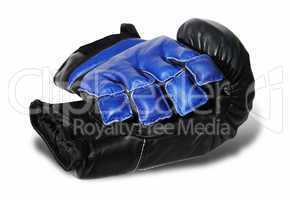 black and dark blue boxing-gloves. (isolated)
