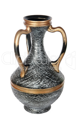 silver decorative clay vase