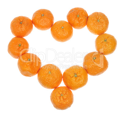 Mandarins in the form of heart