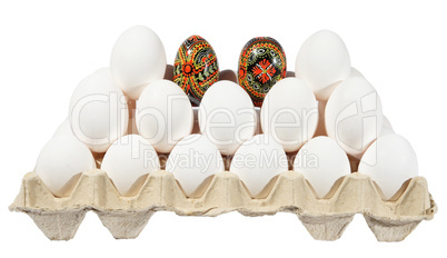 Chicken eggs in the package, Easter