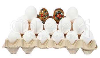 Chicken eggs in the package, Easter