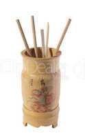 Wooden bamboo glass with the chopsticks