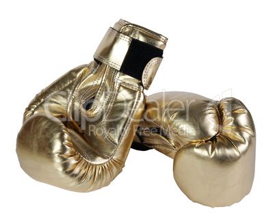 bronze boxing-gloves on the white