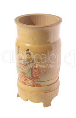 Wooden bamboo glass. (isolated)