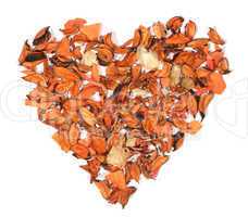 Orange heart from dry flowers