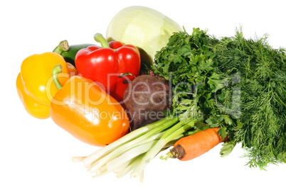Fresh vegetables on the white
