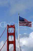 Golden Gate Bridge & American Flag
