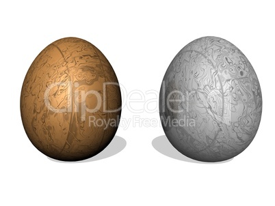 Golden and silver easter eggs