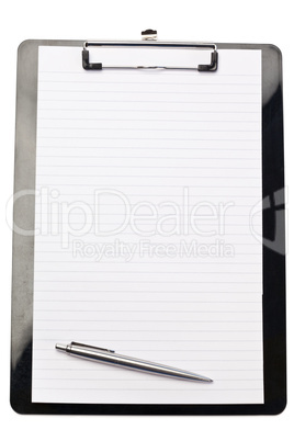 Angled pen at the botom of note pad