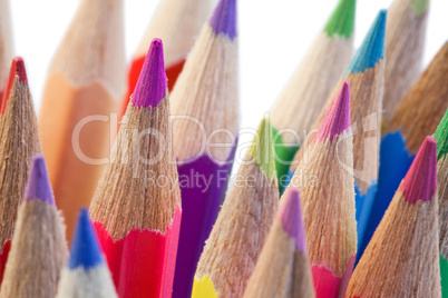 Close-up over the high part of color pencils