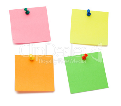 Color post-its with drawing pins