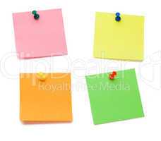 Color post-its with drawing pins