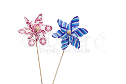 Pink and blue paper windmills