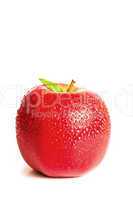 Red wet apple ans its leaf
