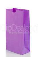 Angled purple paper bag