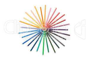 Top view of color pencils