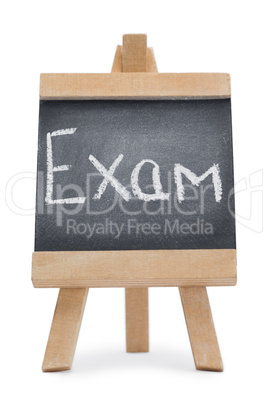 Chalkboard with the word exam written on it