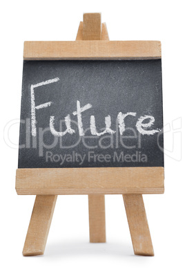 Chalkboard with the word future written on it